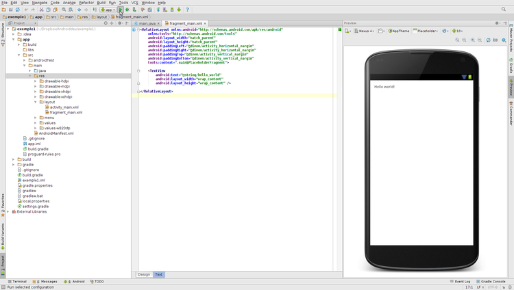android studio interface